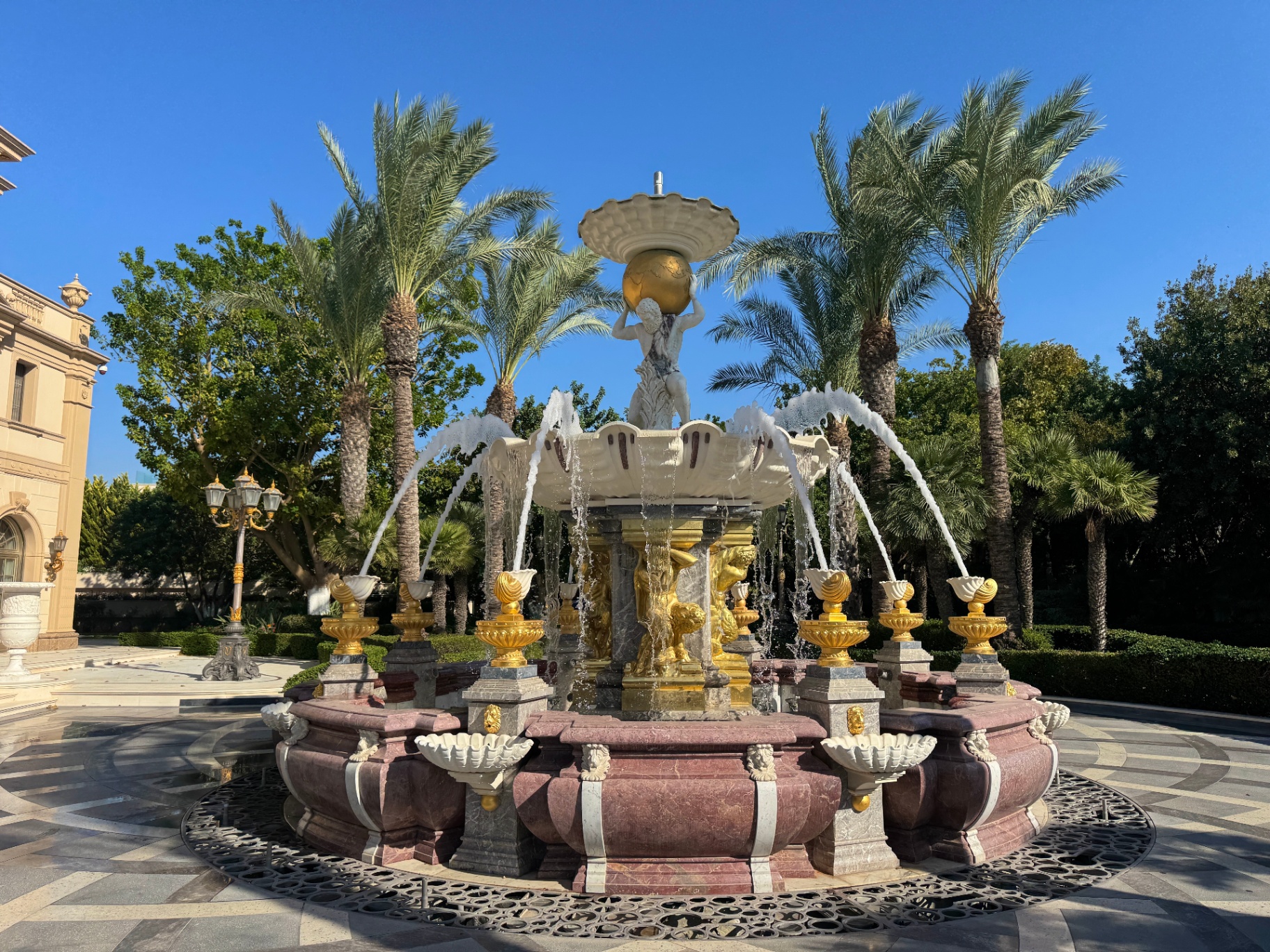 Formal gardens and fountain